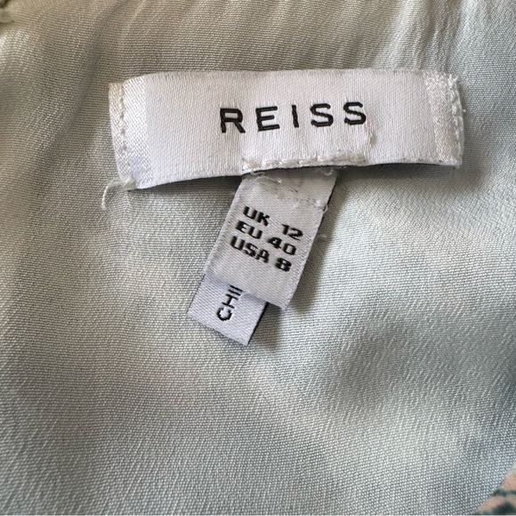 REISS Somerset Printed Dress Soft Green 8 - Picture 7 of 16